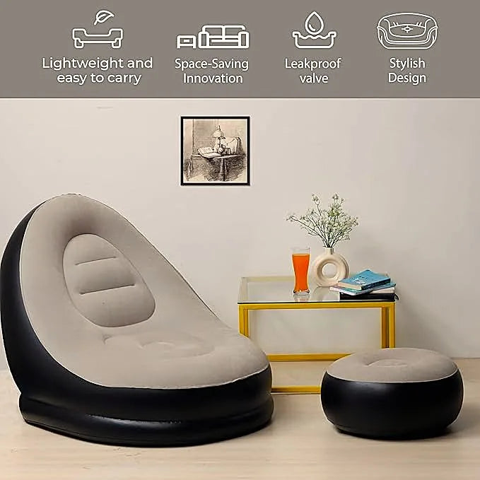 Plush Lounge Sofa with Footstool