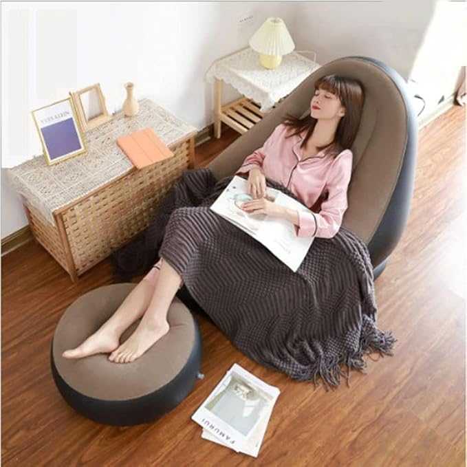 Plush Lounge Sofa with Footstool