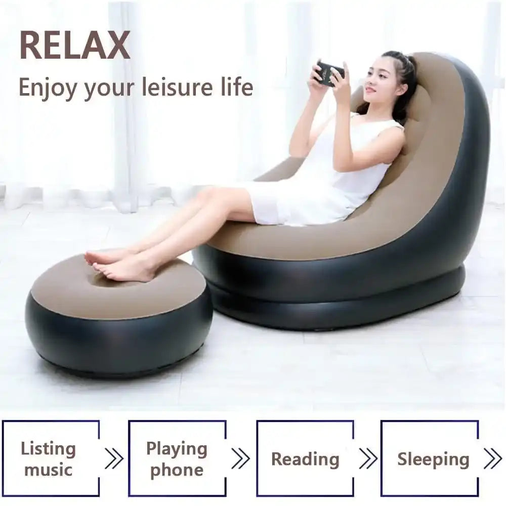 Plush Lounge Sofa with Footstool