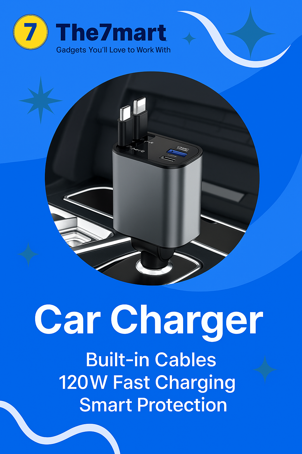 Cargeo® 4 in 1 Cable Car Charger 120 W