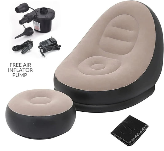 Plush Lounge Sofa with Footstool